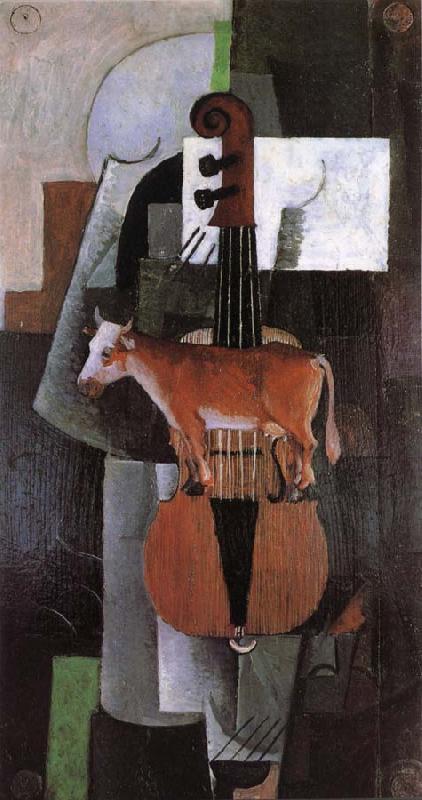 Kasimir Malevich Cow and fiddle Sweden oil painting art